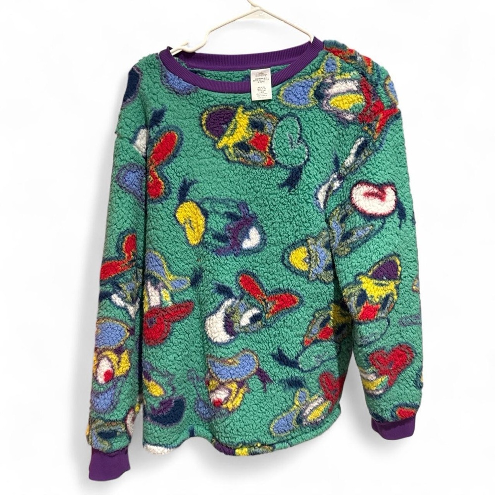 Donald Duck Colorful Patterned Fleece Sweater